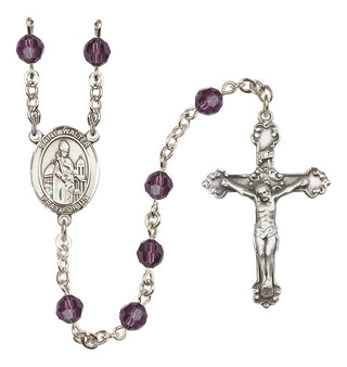 Sterling Silver 6mm Austrian Crystal Saint Walter of Pontoise Rosary in Amethyst