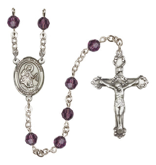 Sterling Silver 6mm Austrian Crystal Our Lady of Mercy Rosary in Amethyst