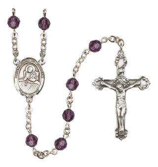 Sterling Silver 6mm Austrian Crystal Saint Lidwina of Schiedam Rosary in Amethyst