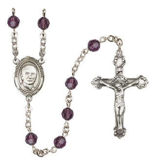 Sterling Silver 6mm Austrian Crystal Saint Hannibal Rosary in Amethyst