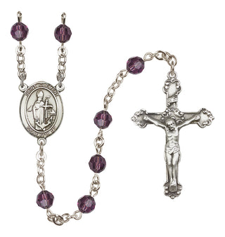 Sterling Silver 6mm Austrian Crystal Saint Clement Rosary in Amethyst