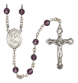 Sterling Silver 6mm Austrian Crystal Saint Dunstan Rosary in Amethyst