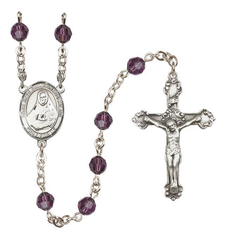 Sterling Silver 6mm Austrian Crystal Saint Rose Philippine Duchesne Rosary in Amethyst