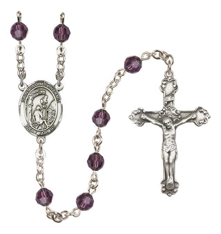 Sterling Silver 6mm Austrian Crystal Saint Paul the Hermit Rosary in Amethyst