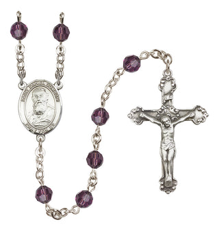Sterling Silver 6mm Austrian Crystal Saint Daniel Comboni Rosary in Amethyst