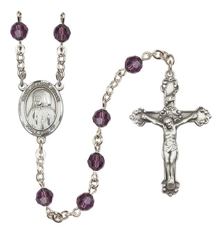 Sterling Silver 6mm Austrian Crystal Saint Jeanne Jugan Rosary in Amethyst