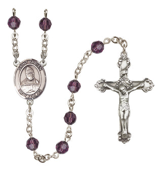 Sterling Silver 6mm Austrian Crystal Saint Fabian Rosary in Amethyst