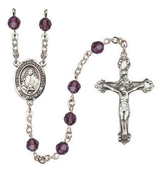 Sterling Silver 6mm Austrian Crystal Saint Maria Bertilla Boscardin Rosary in Amethyst