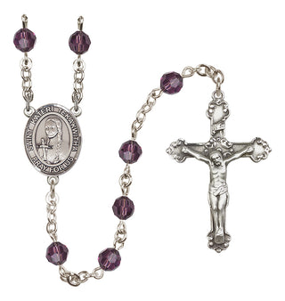 Sterling Silver 6mm Austrian Crystal Saint Kateri Tekakwitha Rosary in Amethyst