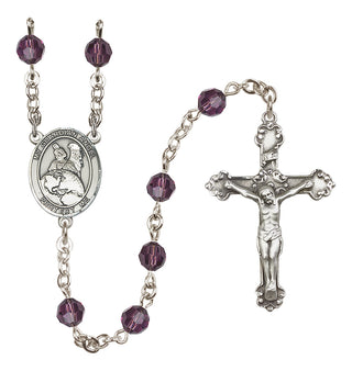 Sterling Silver 6mm Austrian Crystal Guardian Angel Protector Rosary in Amethyst