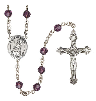 Sterling Silver 6mm Austrian Crystal Guardian Angel of the World Rosary in Amethyst