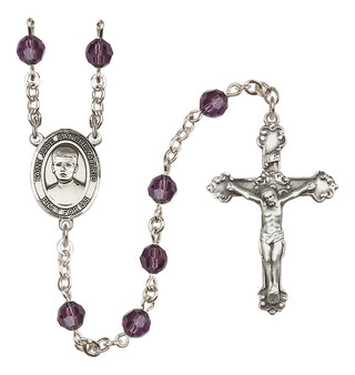 Sterling Silver 6mm Austrian Crystal Saint Jose Sanchez del Rio Rosary in Amethyst
