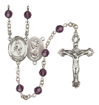 Sterling Silver 6mm Saint Christopher/Wrestling Rosary