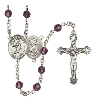 Sterling Silver 6mm Saint Christopher/Track&Field-Men Rosary