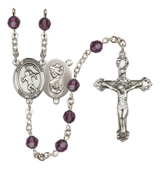 Sterling Silver 6mm Saint Christopher/Track&Field-Women Rosary