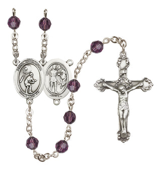 Sterling Silver 6mm Austrian Crystal Saint Sebastian / Tennis Rosary in Amethyst
