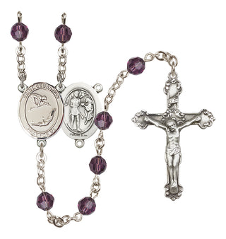 Sterling Silver 6mm Austrian Crystal Saint Sebastian/Gymnastics Rosary in Amethyst