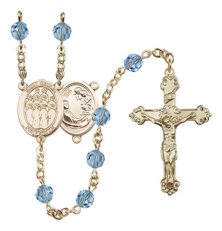 14 Karat Gold-Filled 6mm Austrian Crystal Saint Cecilia / Choir Rosary in Aqua