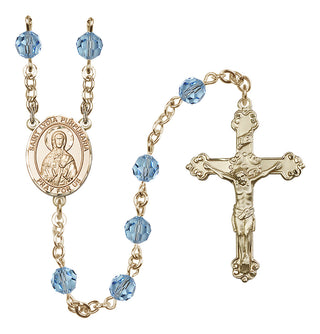 14 Karat Gold-Filled 6mm Austrian Crystal Saint Lydia Purpuraria Rosary in Aqua
