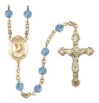 14 Karat Gold-Filled 6mm Austrian Crystal Pope Pius V Rosary in Aqua