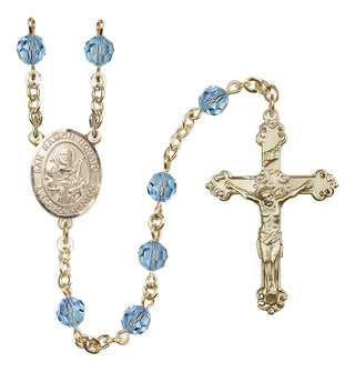14 Karat Gold 6mm Austrian Crystal San Ramon Nonato Rosary in Aqua