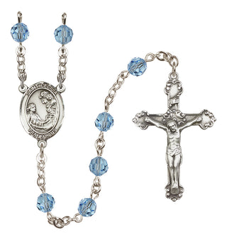 Sterling Silver 6mm Austrian Crystal Saint Cecilia Rosary in Aqua