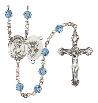 Sterling Silver 6mm Saint Christopher / Navy Rosary