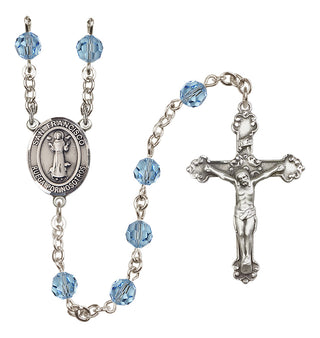 Sterling Silver 6mm Austrian Crystal San Francis Rosary in Aqua