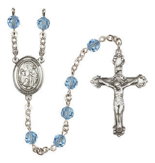 Sterling Silver 6mm Austrian Crystal Saint James the Greater Rosary in Aqua