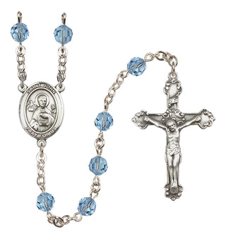 Sterling Silver 6mm Saint John the Apostle  Engraved Catholic Rosaries