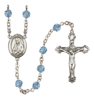 Sterling Silver 6mm Austrian Crystal Saint Martha Rosary in Aqua
