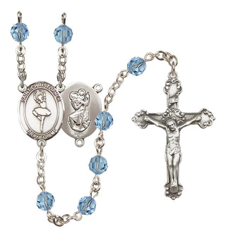 Sterling Silver 6mm Saint Christopher/Dance  Engraved Catholic Rosaries
