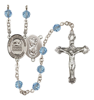 Sterling Silver 6mm Saint Christopher/Swimming Rosary