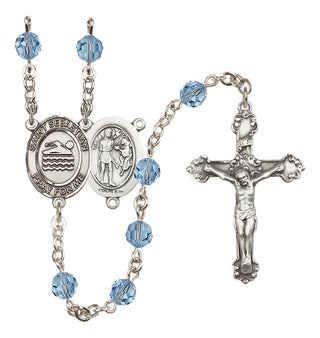Sterling Silver 6mm Saint Sebastian/Swimming Rosary