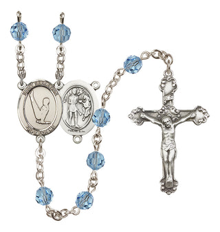 Sterling Silver 6mm Austrian Crystal Saint Sebastian/Gymnastics Rosary in Aqua