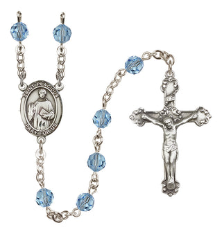 Sterling Silver 6mm Austrian Crystal Saint Placidus Rosary in Aqua