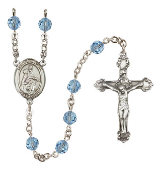 Sterling Silver 6mm Austrian Crystal Saint Isabella of Portugal Rosary in Aqua
