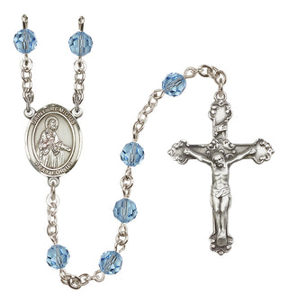 Sterling Silver 6mm Austrian Crystal Saint Remigius of Reims Rosary in Aqua