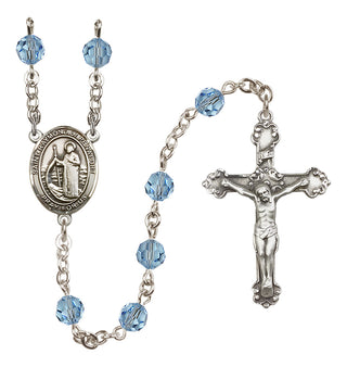 Sterling Silver 6mm Austrian Crystal Saint Raymond of Penafort Rosary in Aqua
