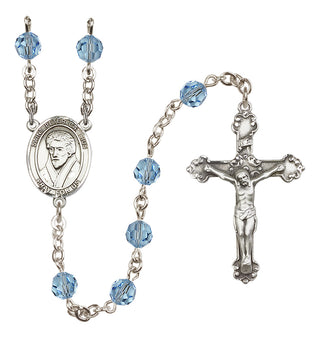 Sterling Silver 6mm Austrian Crystal Saint Peter Canisius Rosary in Aqua