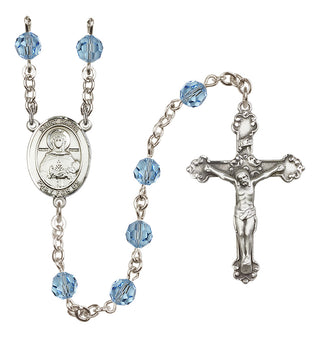 Sterling Silver 6mm Austrian Crystal Saint Daria Rosary in Aqua