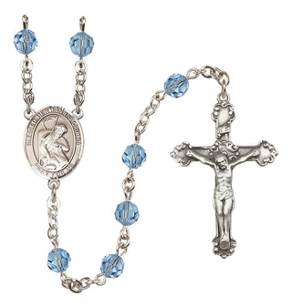 Sterling Silver 6mm Austrian Crystal Blessed Herman the Cripple Rosary in Aqua