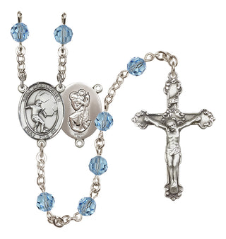 Sterling Silver 6mm Saint Christopher/Soccer Rosary