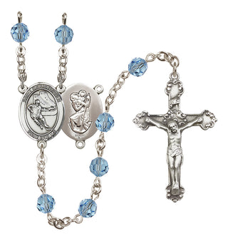 Sterling Silver 6mm Saint Christopher/Hockey Rosary