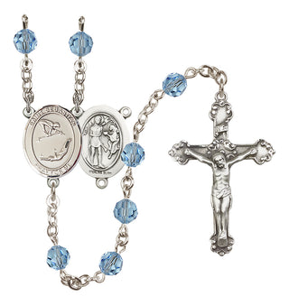 Sterling Silver 6mm Austrian Crystal Saint Sebastian/Gymnastics Rosary in Aqua