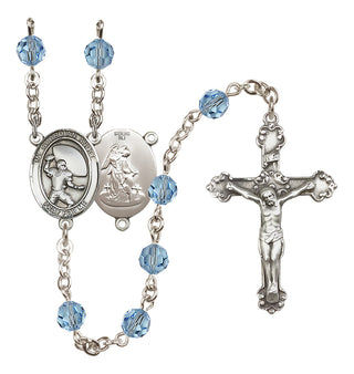 Sterling Silver 6mm Guardian Angel/Football Rosary