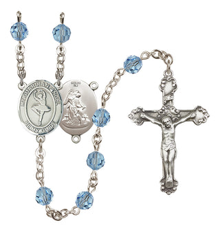 Sterling Silver 6mm Austrian Crystal Guardian Angel/Dance Rosary in Aqua