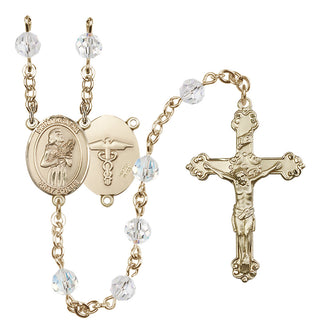 14 Karat Gold-Filled 6mm Austrian Crystal Saint Agatha / Nurse Rosary in Crystal