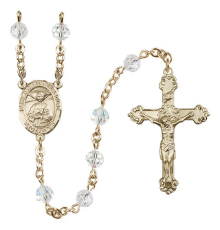 14 Karat Gold-Filled 6mm Austrian Crystal Saint Catherine Laboure Rosary in Crystal