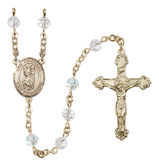 14 Karat Gold-Filled 6mm Austrian Crystal San Cristobal Rosary in Crystal